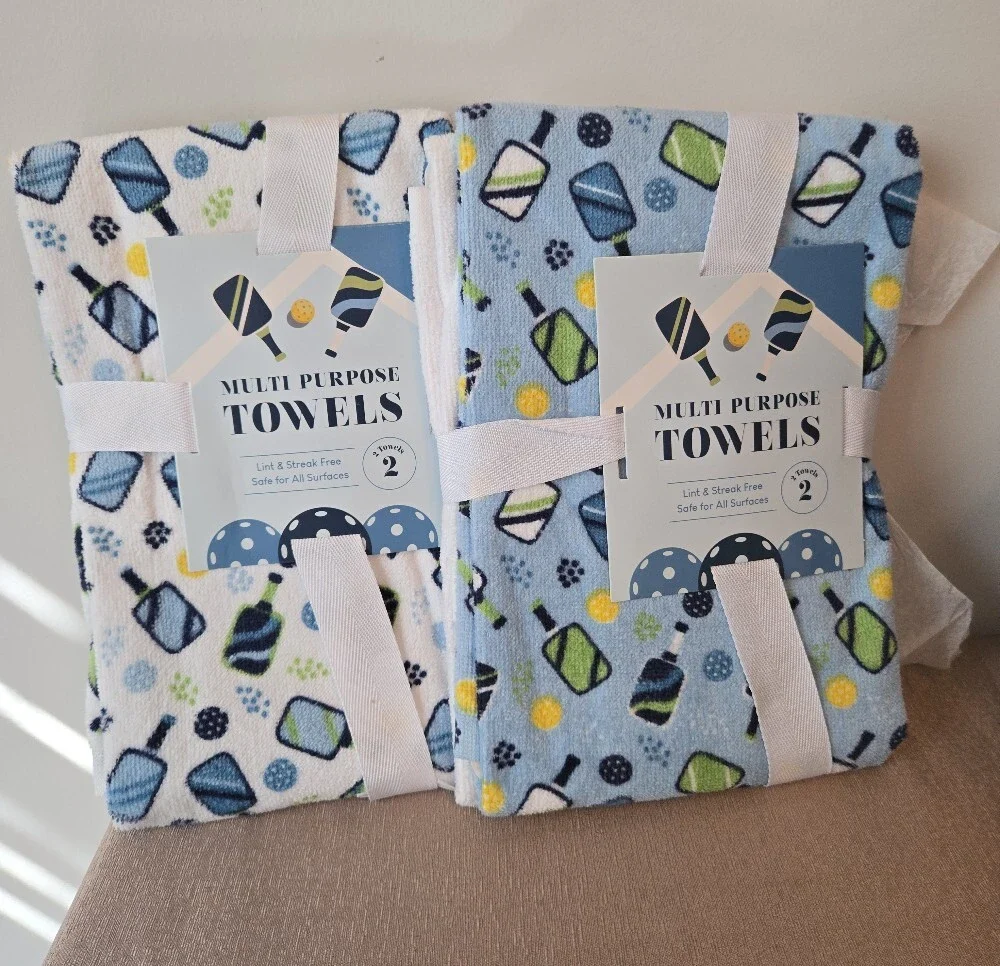 Pickleball Multi-Purpose Cotton Towels 4 Towels Total (2 Packs of 2) 15